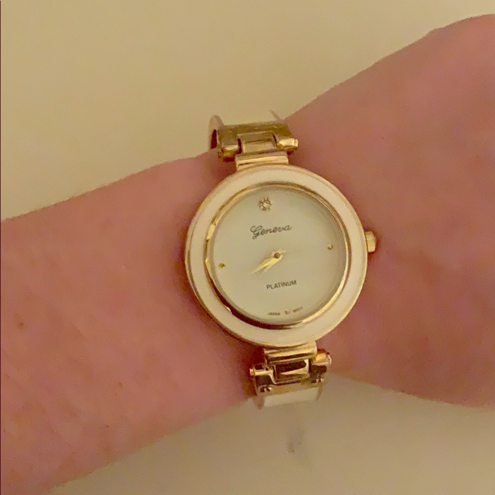 New white and gold cuff watch